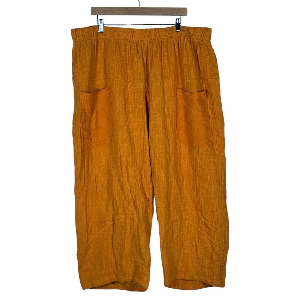 NWT Ashley Stewart Gauze Solid Relaxed Pants Orange Boho Wide Leg Plus Size 26